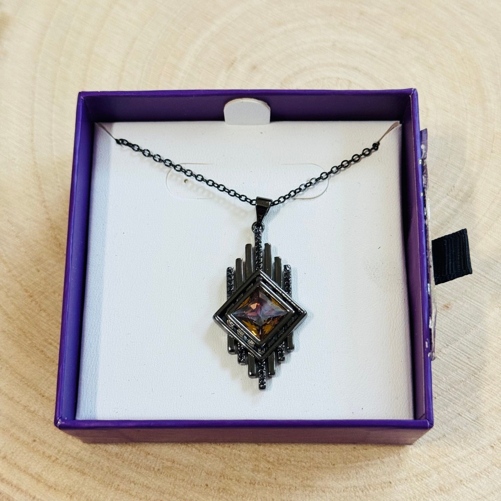 Ring Bomb Party RBP Galaxia Necklace Supernova rainbow topaz black onyx 22"